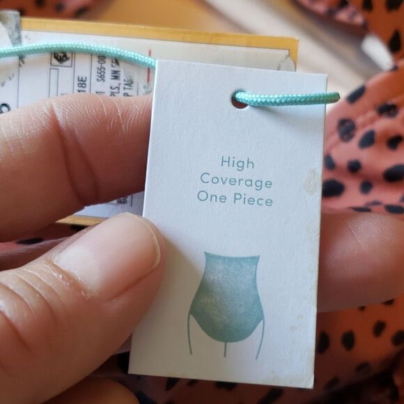 New Kona Sol Spotted Print High Neck Ruched One Piece Swimsuit Woman's 16 - Picture 10 of 10